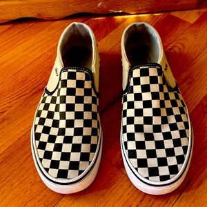 Vans slip ons black and white checkered